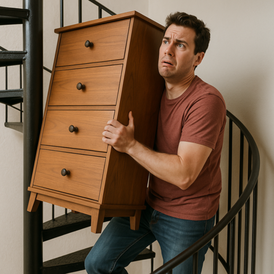 Subir muebles por escaleras de caracol: ¿una trampa para tus muebles?