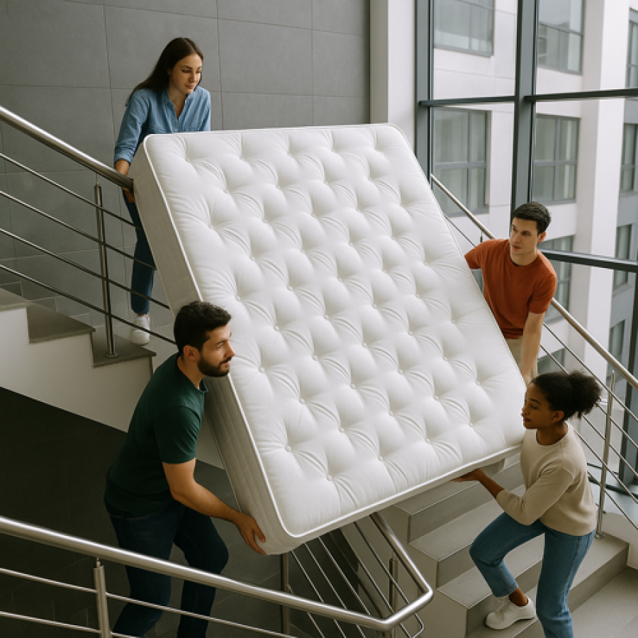 ¿Cómo subir un colchón por escaleras sin doblarlo ni ensuciarlo?